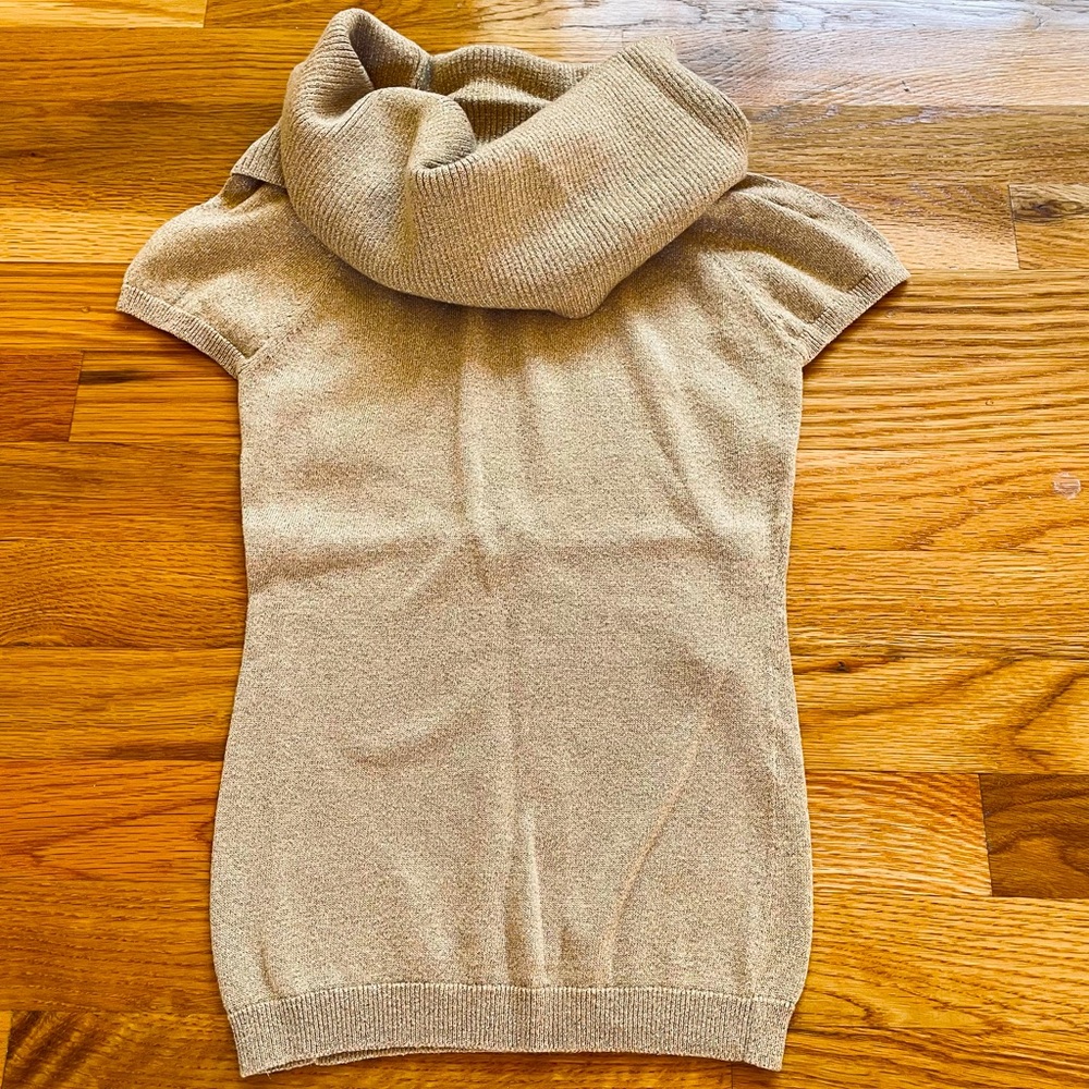 EXPRESS gold cowl neck short sleeve sweater